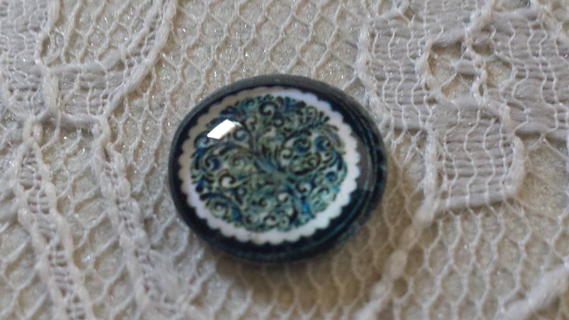 glazen cabochon rond 12mm bloem 030 
