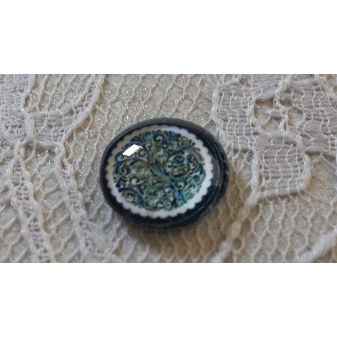 glazen cabochon rond 12mm bloem 030 