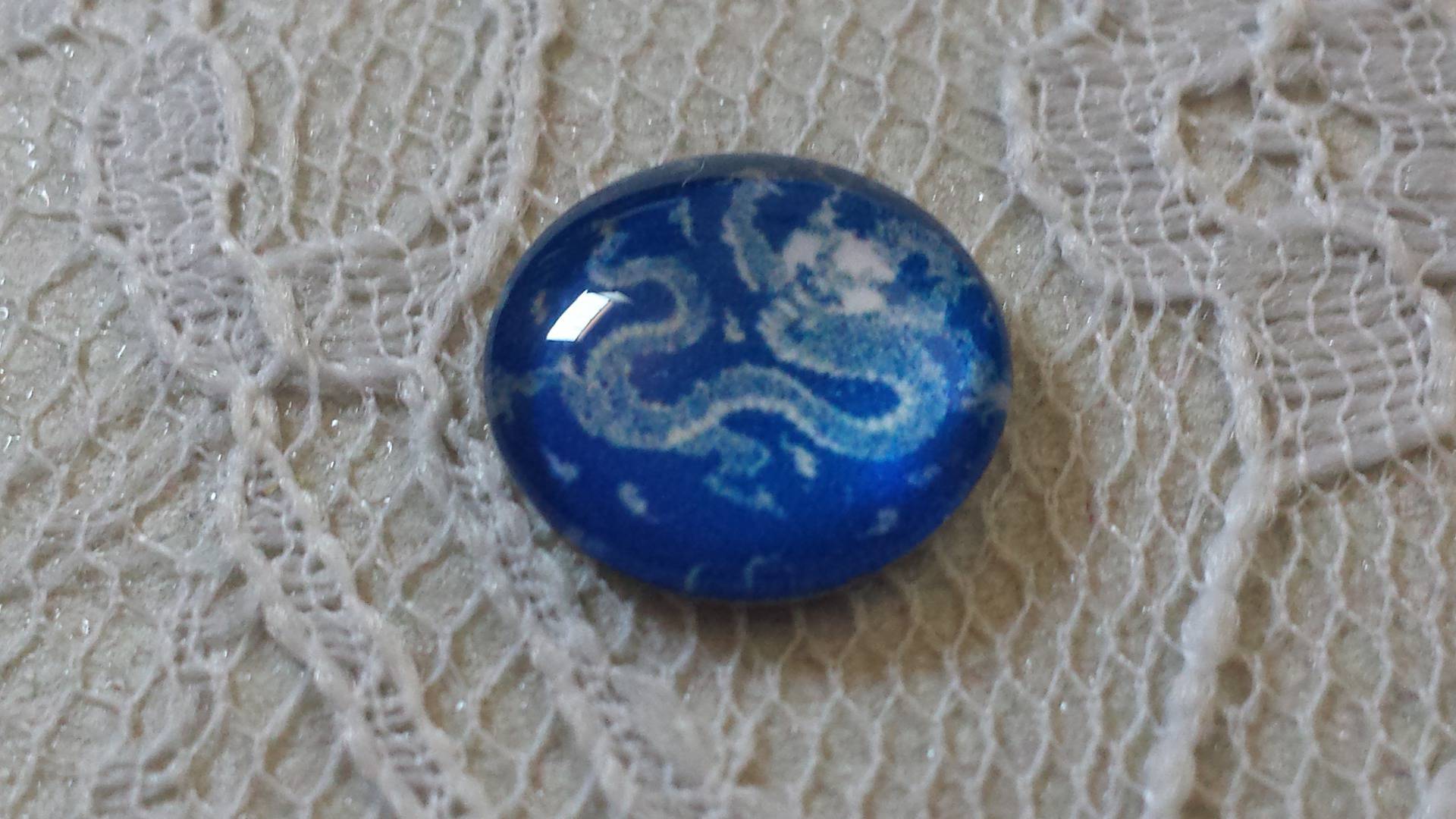 glas cabochon rond 12mm blauwe bloem 022 