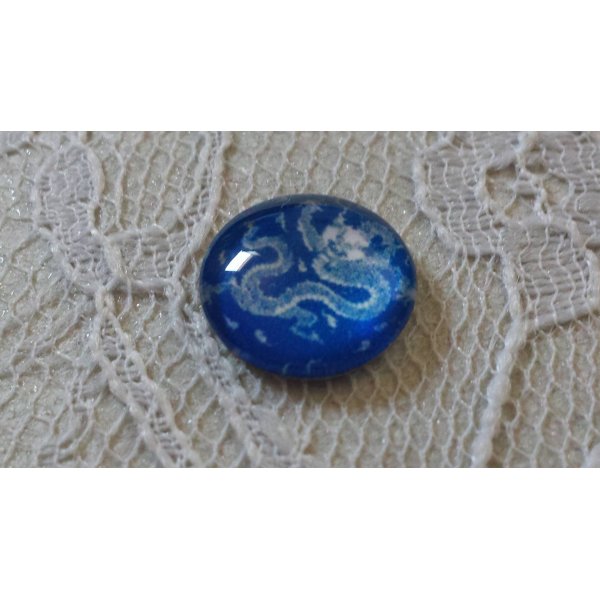 glas cabochon rond 12mm blauwe bloem 022 