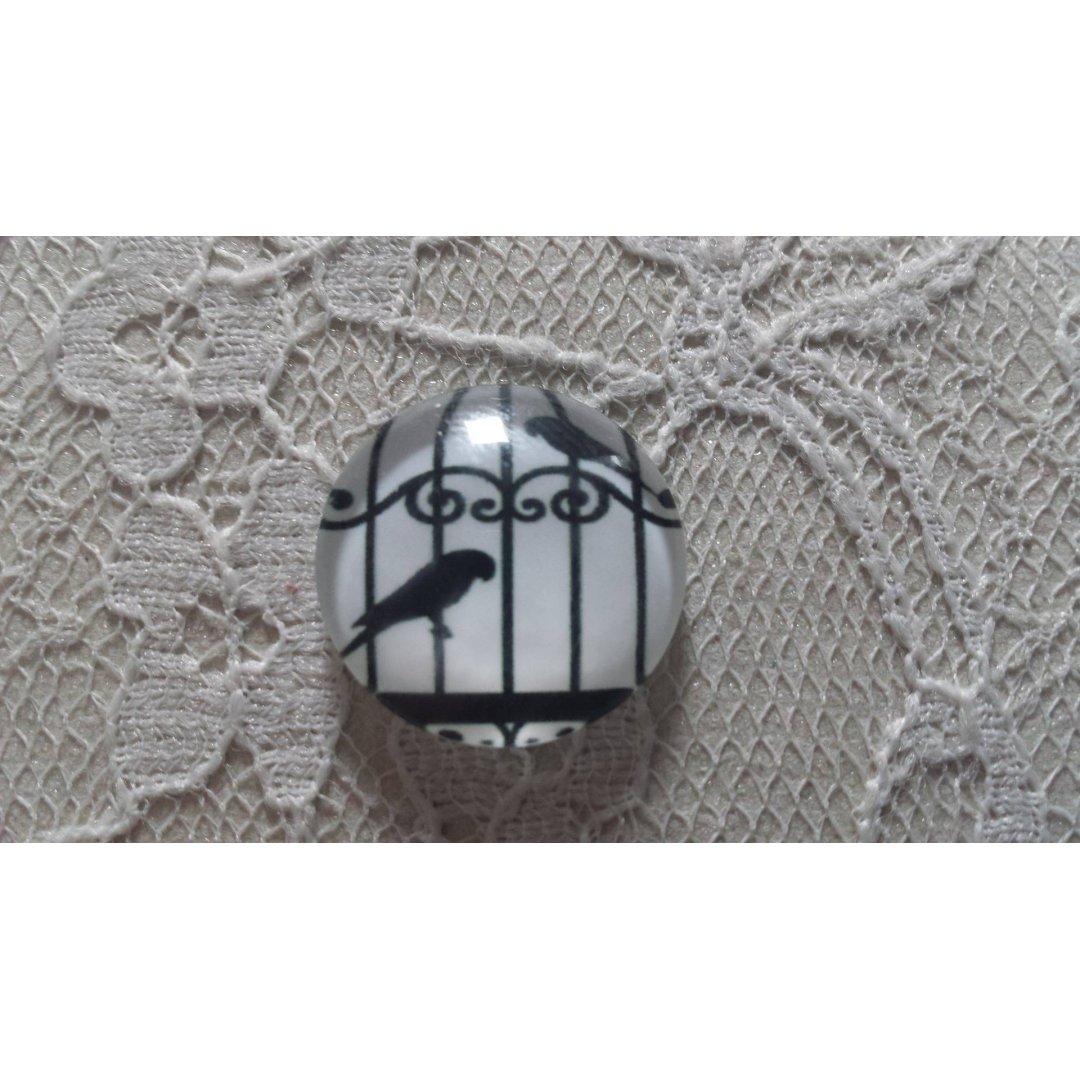 cabochon rond glas 10mm vogels 008 