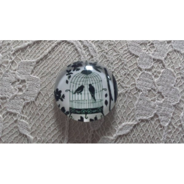 cabochon rond glas 10mm vogels 006 
