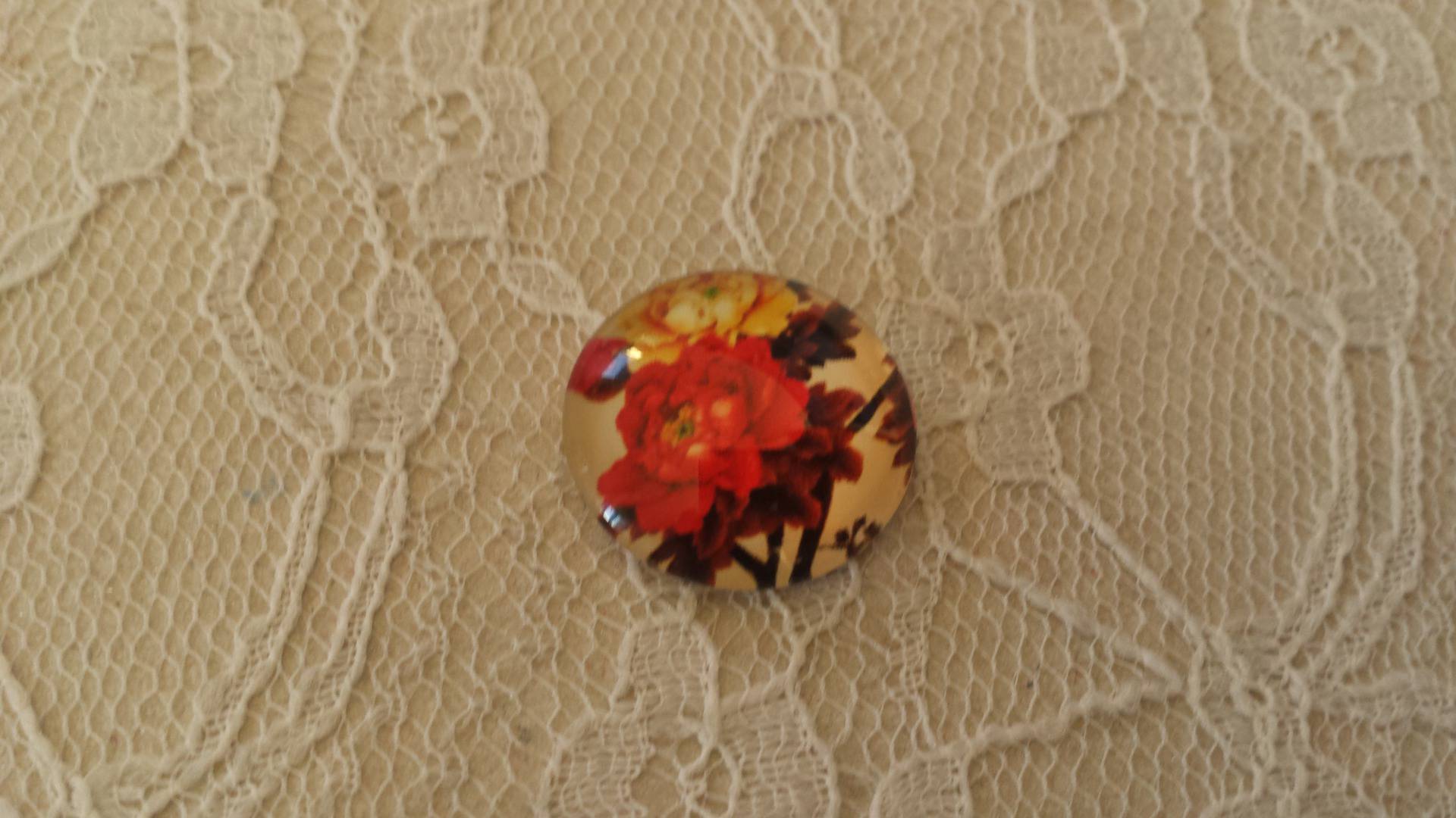 glas cabochon rond 20mm bloem 01-052 