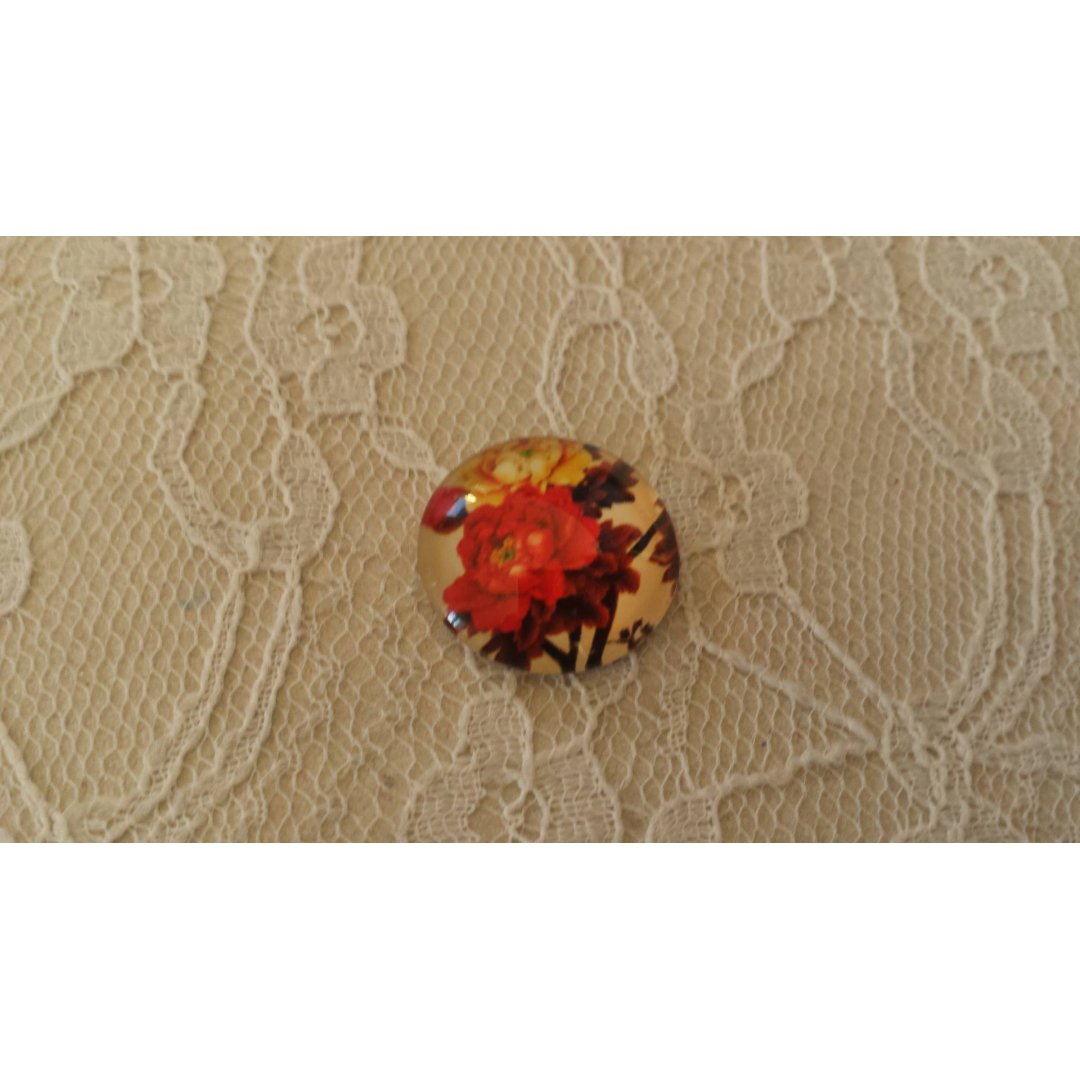 glas cabochon rond 20mm bloem 01-052 