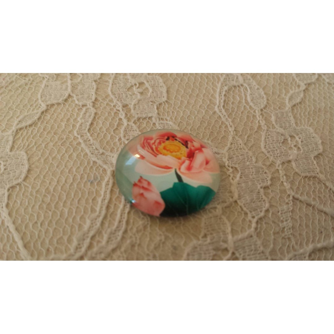 glas cabochon rond 20mm bloem 01-048 