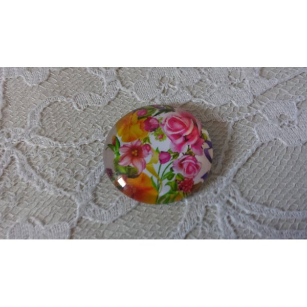 glazen cabochon rond 20mm bloem 01-046 