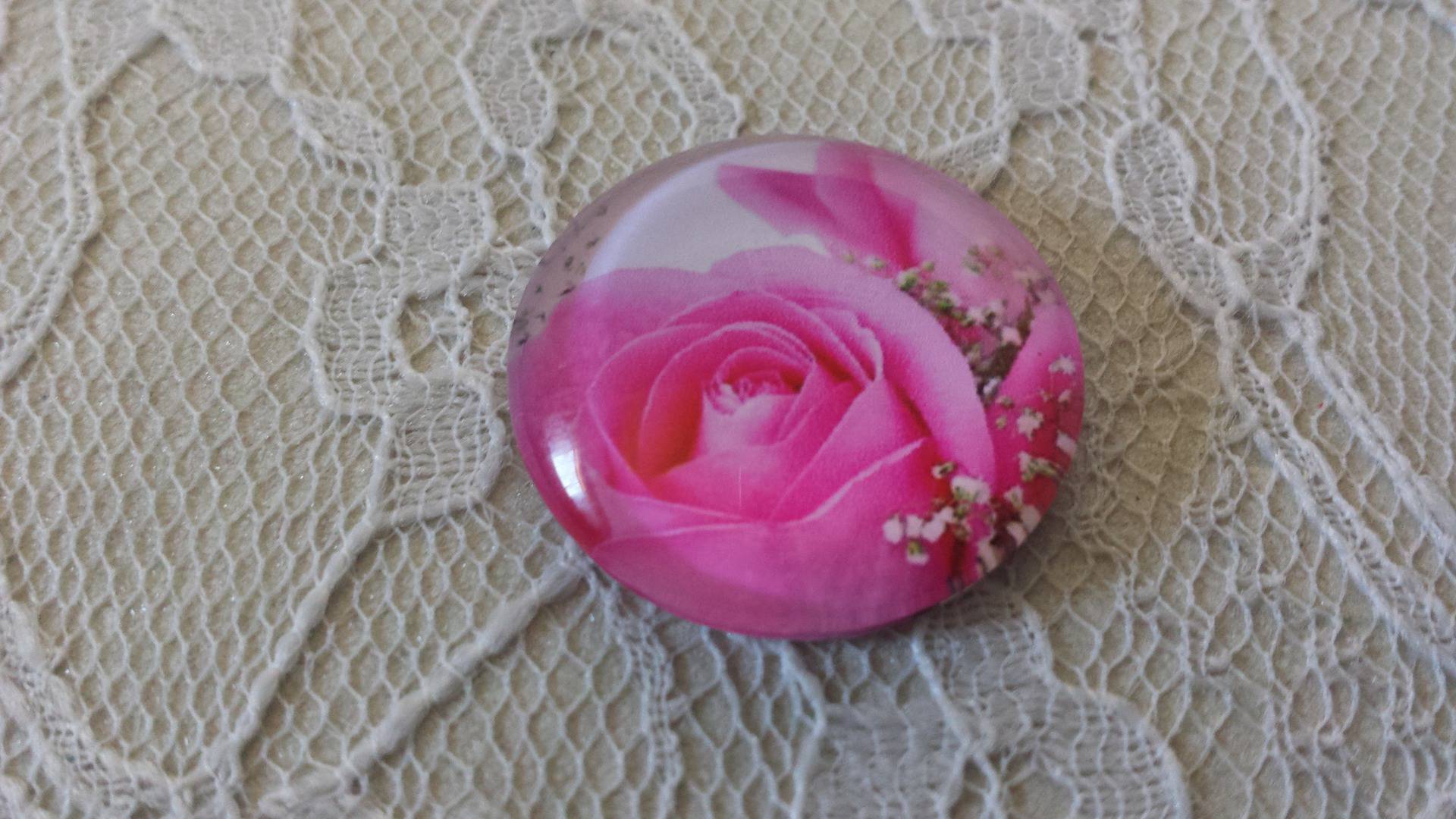 glazen cabochon rond 20mm bloem 01-037 