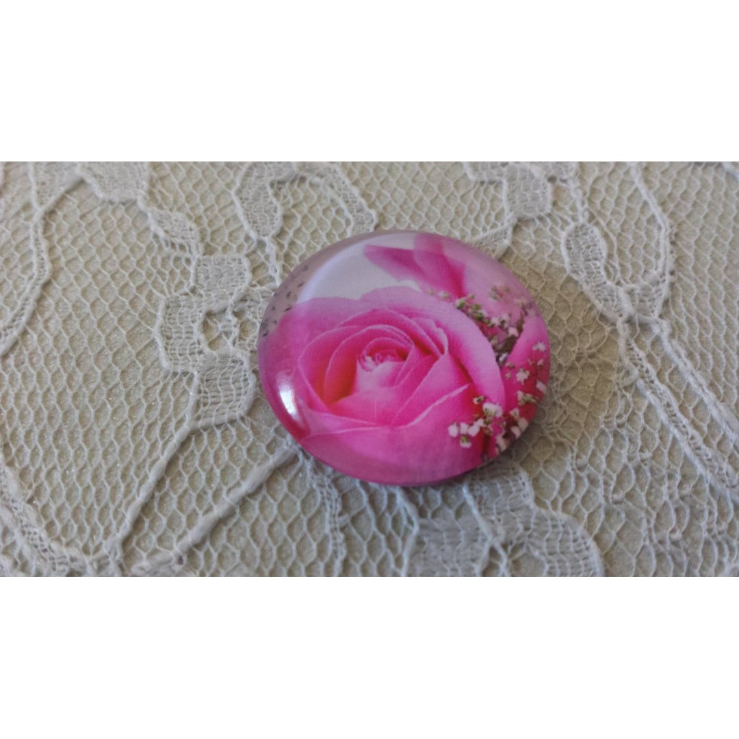 glazen cabochon rond 20mm bloem 01-037 