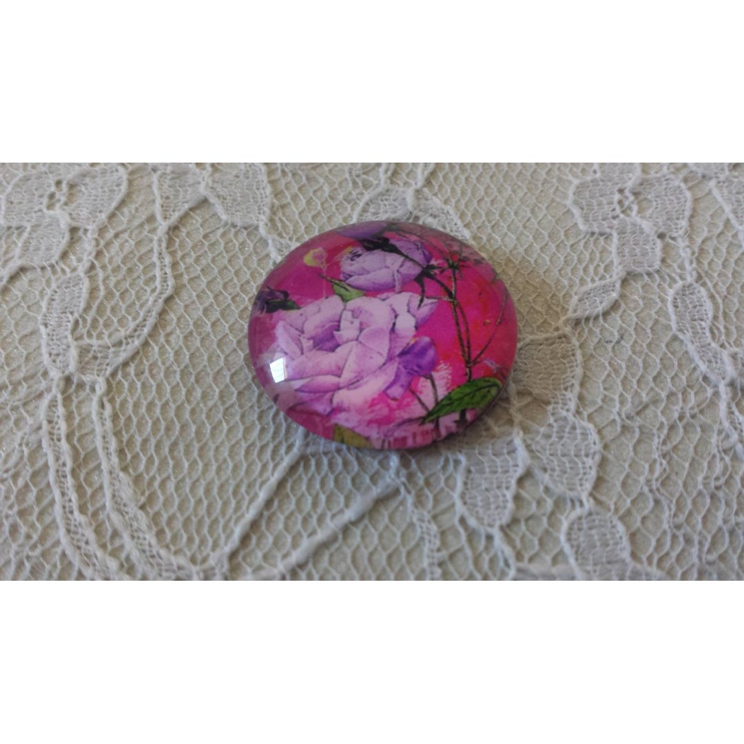 glazen cabochon rond 20mm bloem 01-034 