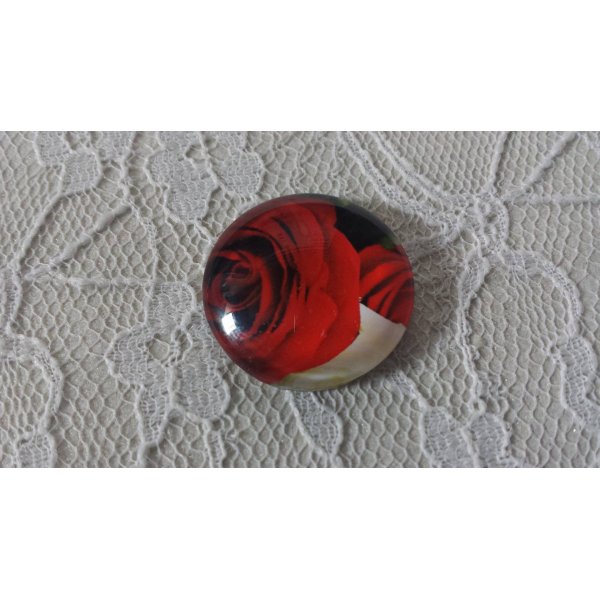 glazen cabochon rond 20mm bloem 01-027 