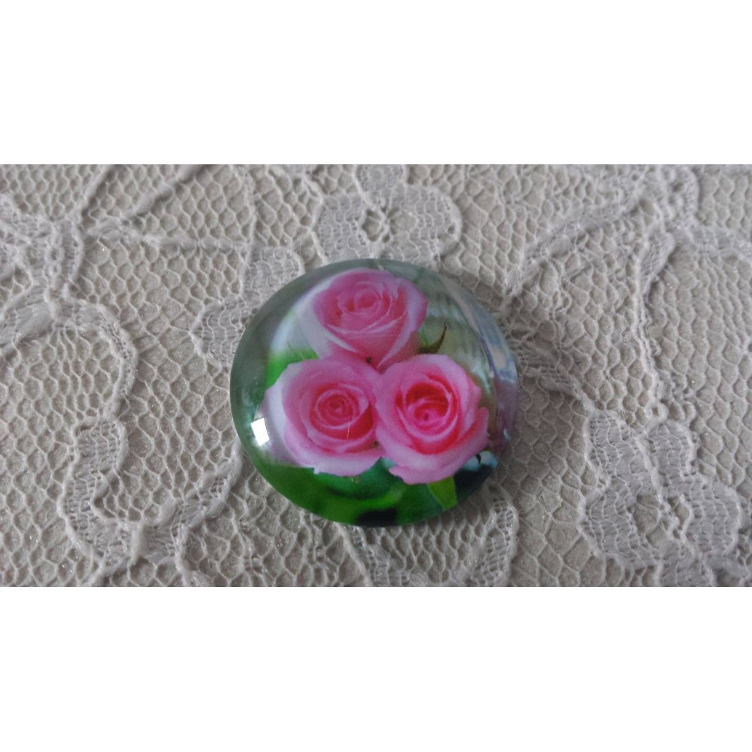 glazen cabochon rond 20mm bloem 01-024 