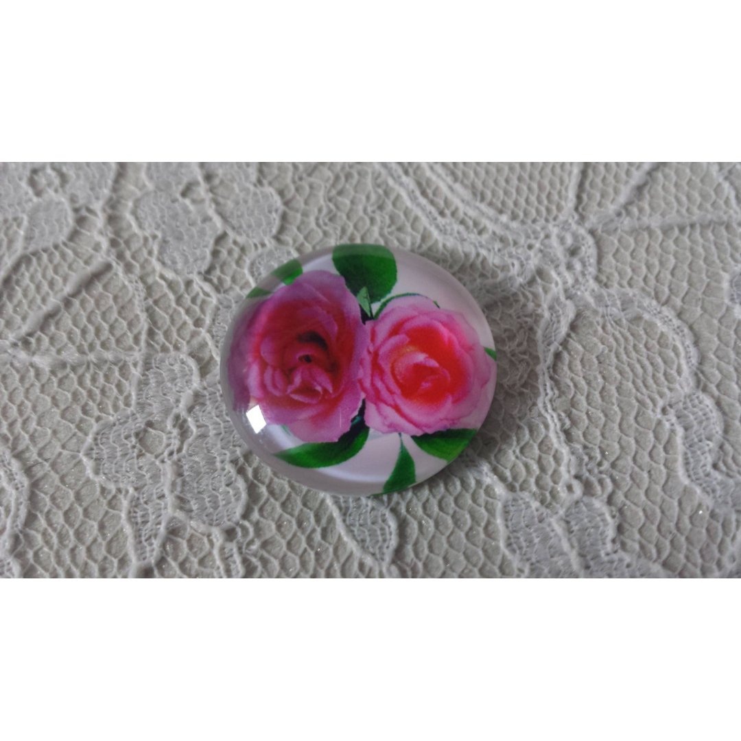 glazen cabochon rond 20mm bloem 01-023 