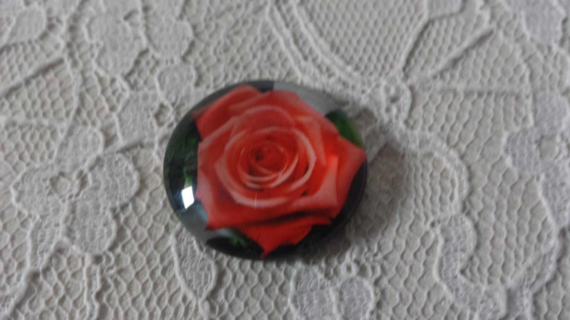 glazen cabochon rond 20mm bloem 01-022 