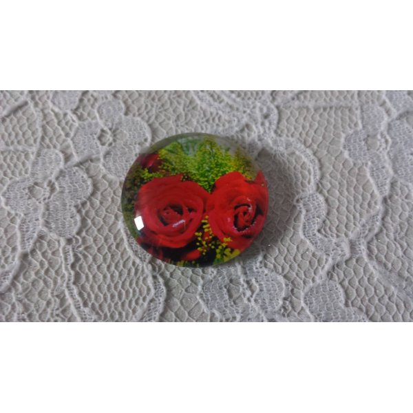 glazen cabochon rond 20mm bloem 01-019 