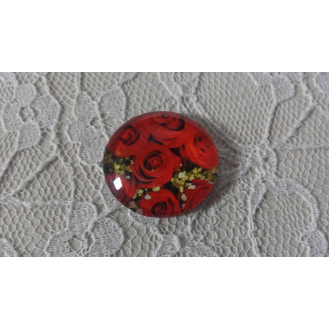 glazen cabochon rond 20mm bloem 01-017 