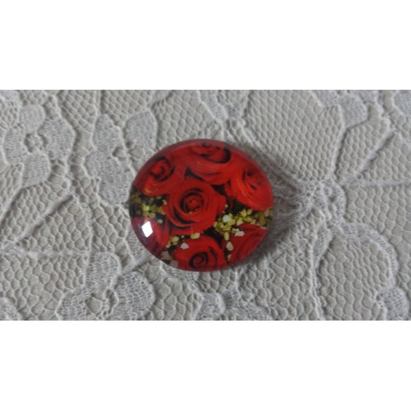 glazen cabochon rond 20mm bloem 01-017 