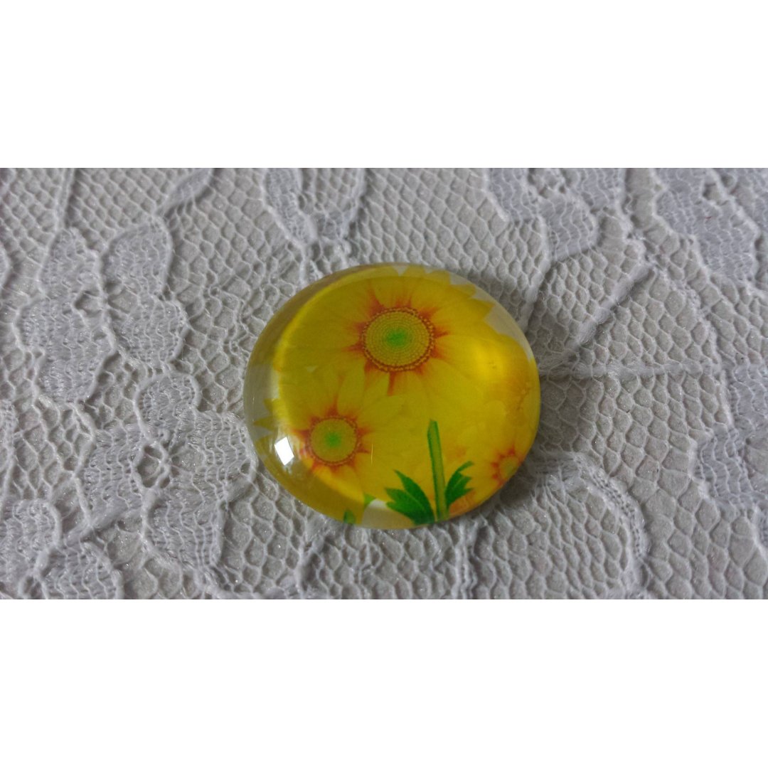 glazen cabochon rond 20mm bloem 01-012 