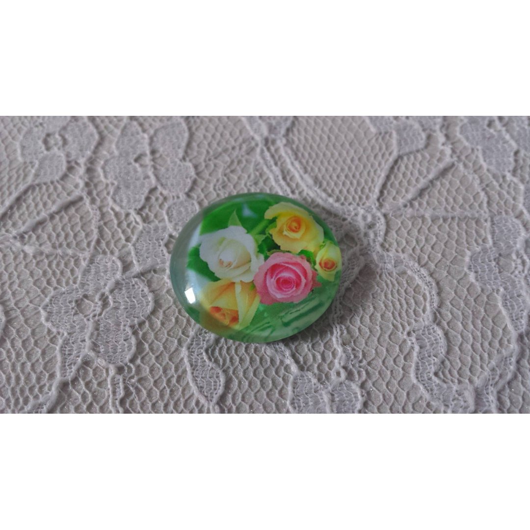 glazen cabochon rond 20mm bloem 01-007 