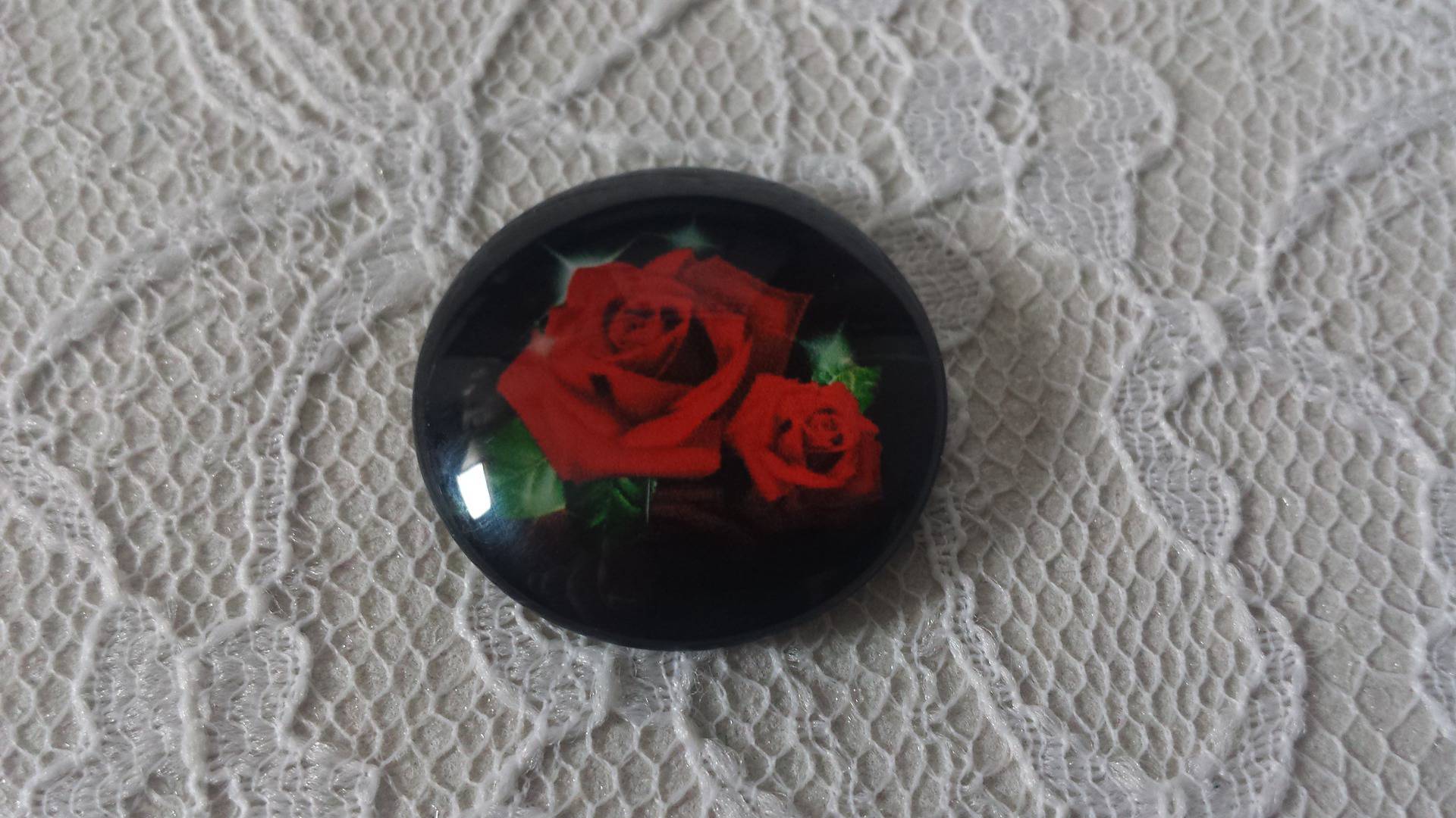 glazen cabochon rond 20mm bloem 01-001 