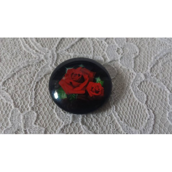 glazen cabochon rond 20mm bloem 01-001 
