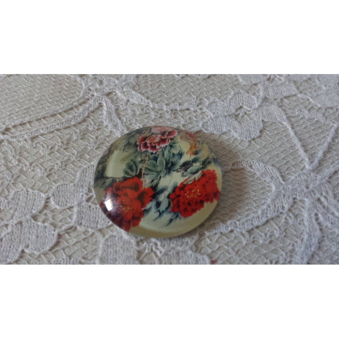 glazen cabochon rond 25mm bloem 01-042 