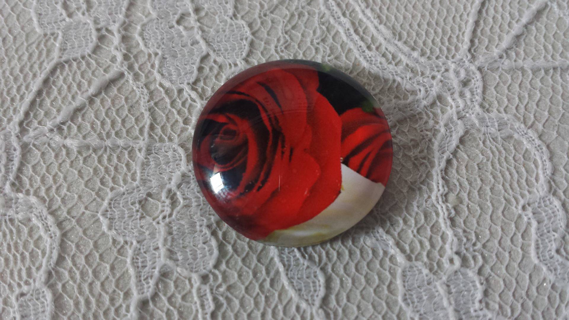 glazen cabochon rond 25mm bloem 01-027 