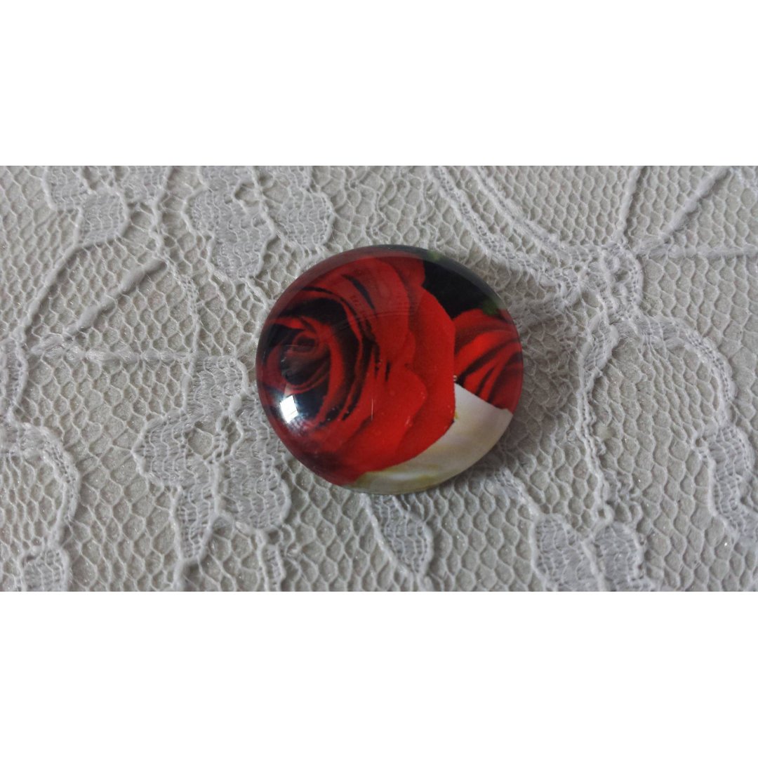 glazen cabochon rond 25mm bloem 01-027 