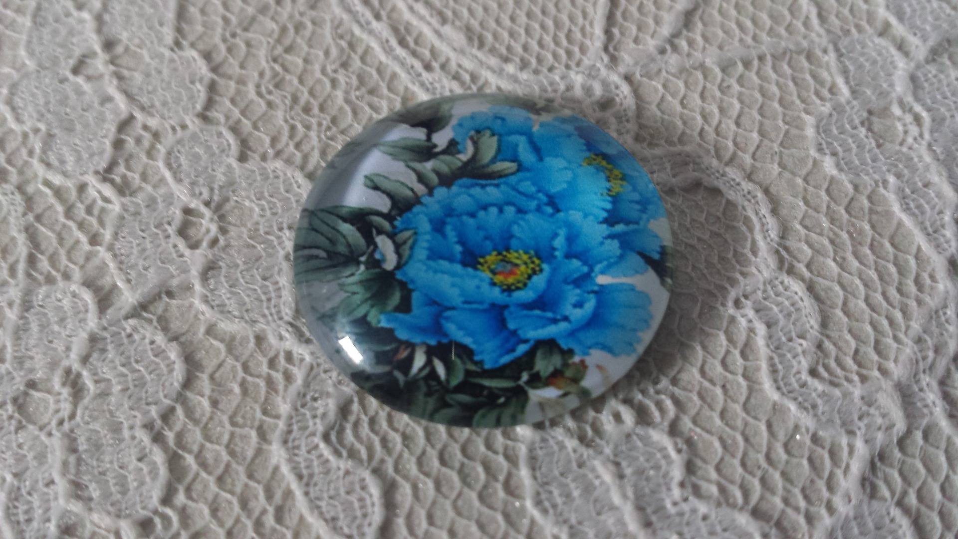 glazen cabochon rond 25mm bloem 01-015 