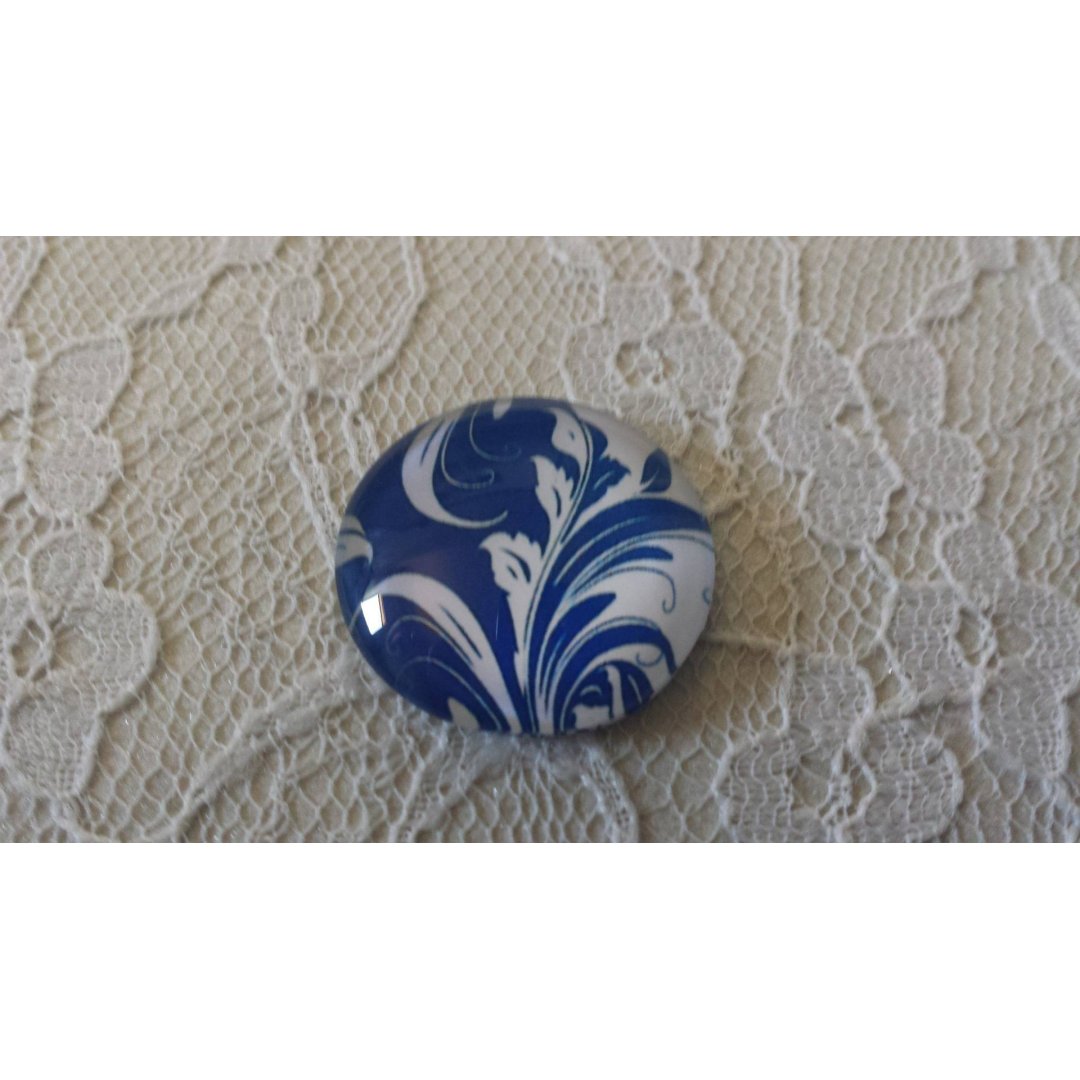glazen cabochon rond 25mm bloem 042 