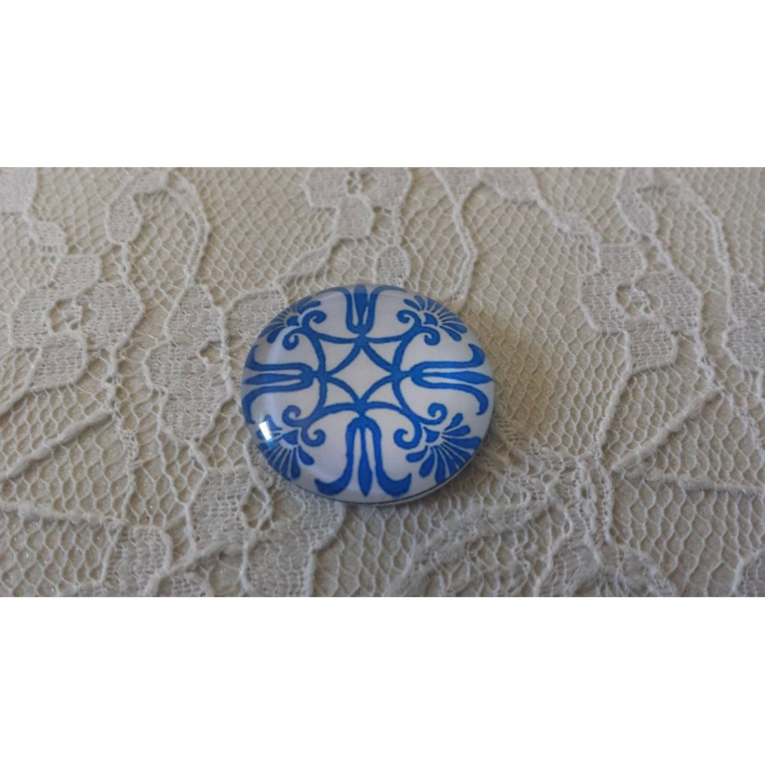 glazen cabochon rond 25mm bloem 040 