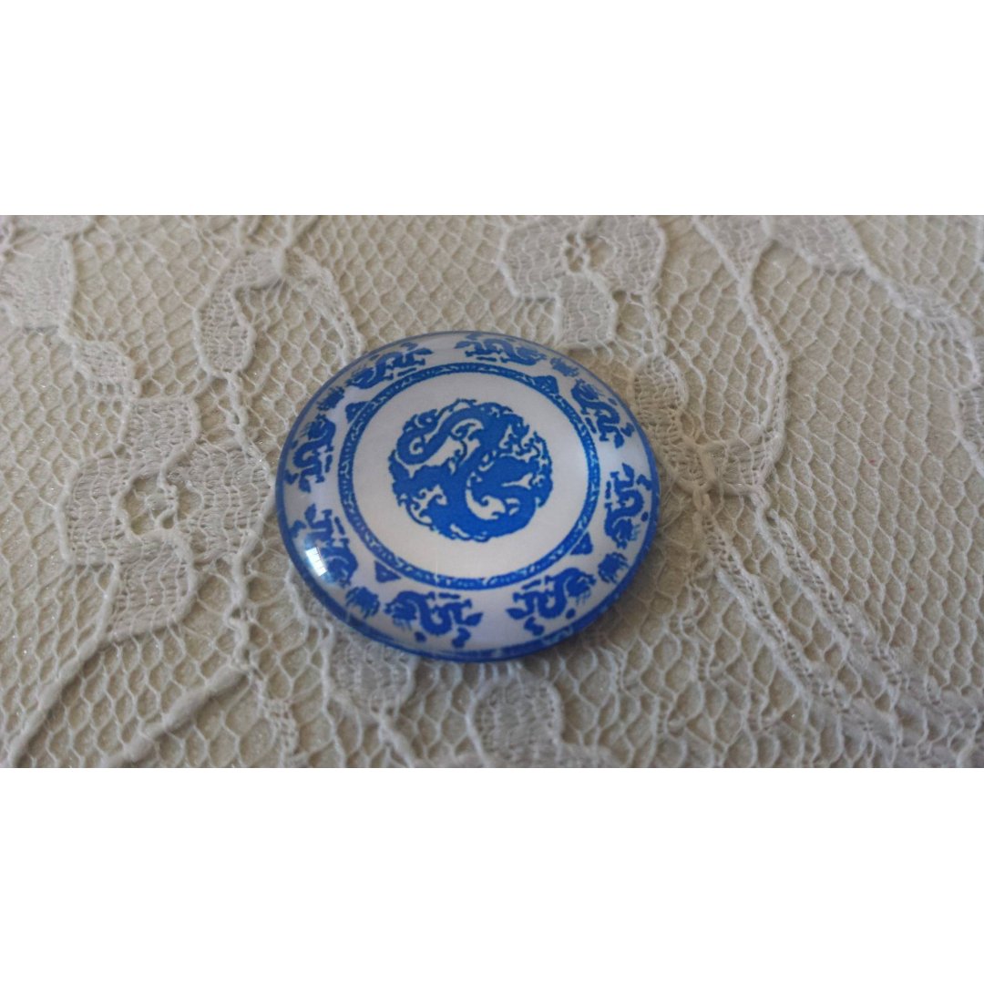 glazen cabochon rond 25mm bloem 039 