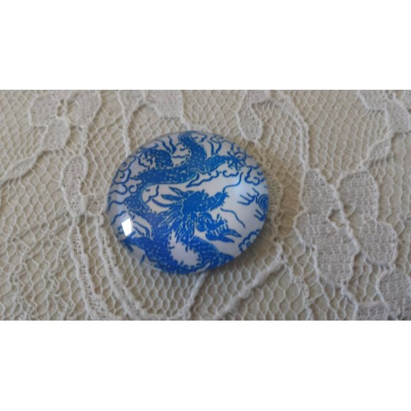 glazen cabochon rond 25mm bloem 038 