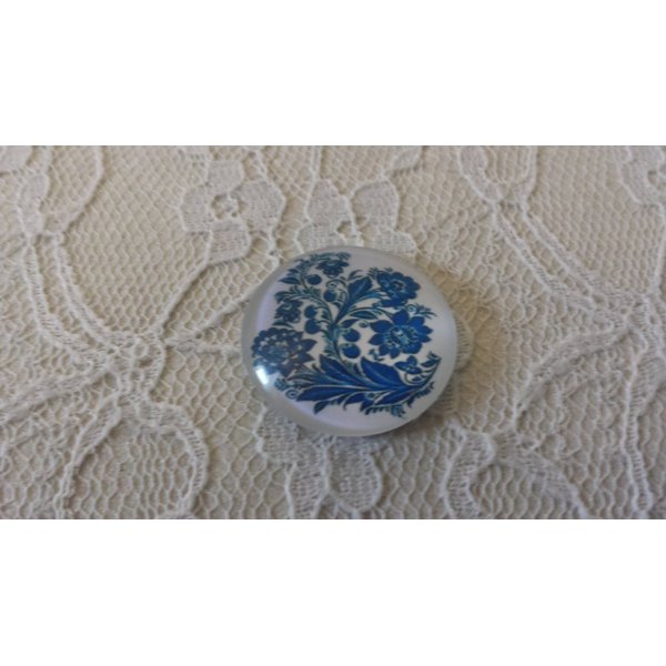 glazen cabochon rond 25mm bloem 035 
