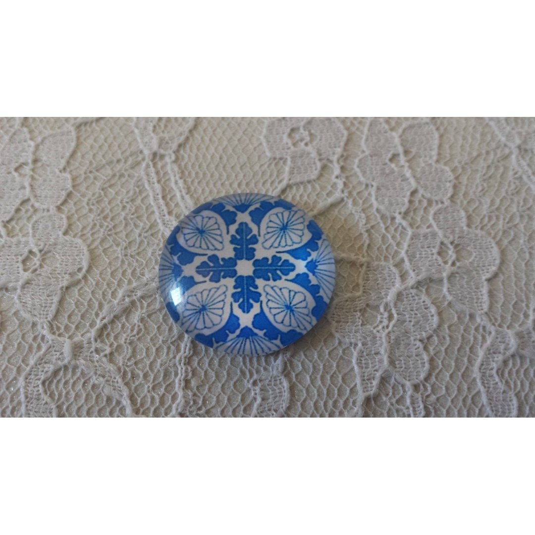 glazen cabochon rond 25mm bloem 034 
