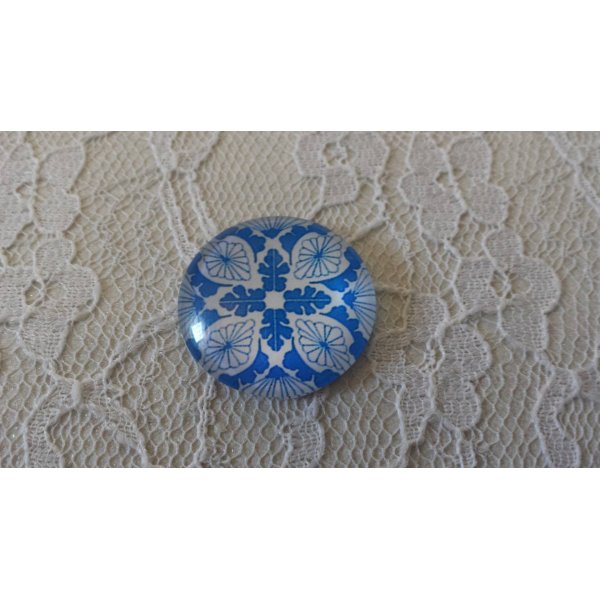 glazen cabochon rond 25mm bloem 034 