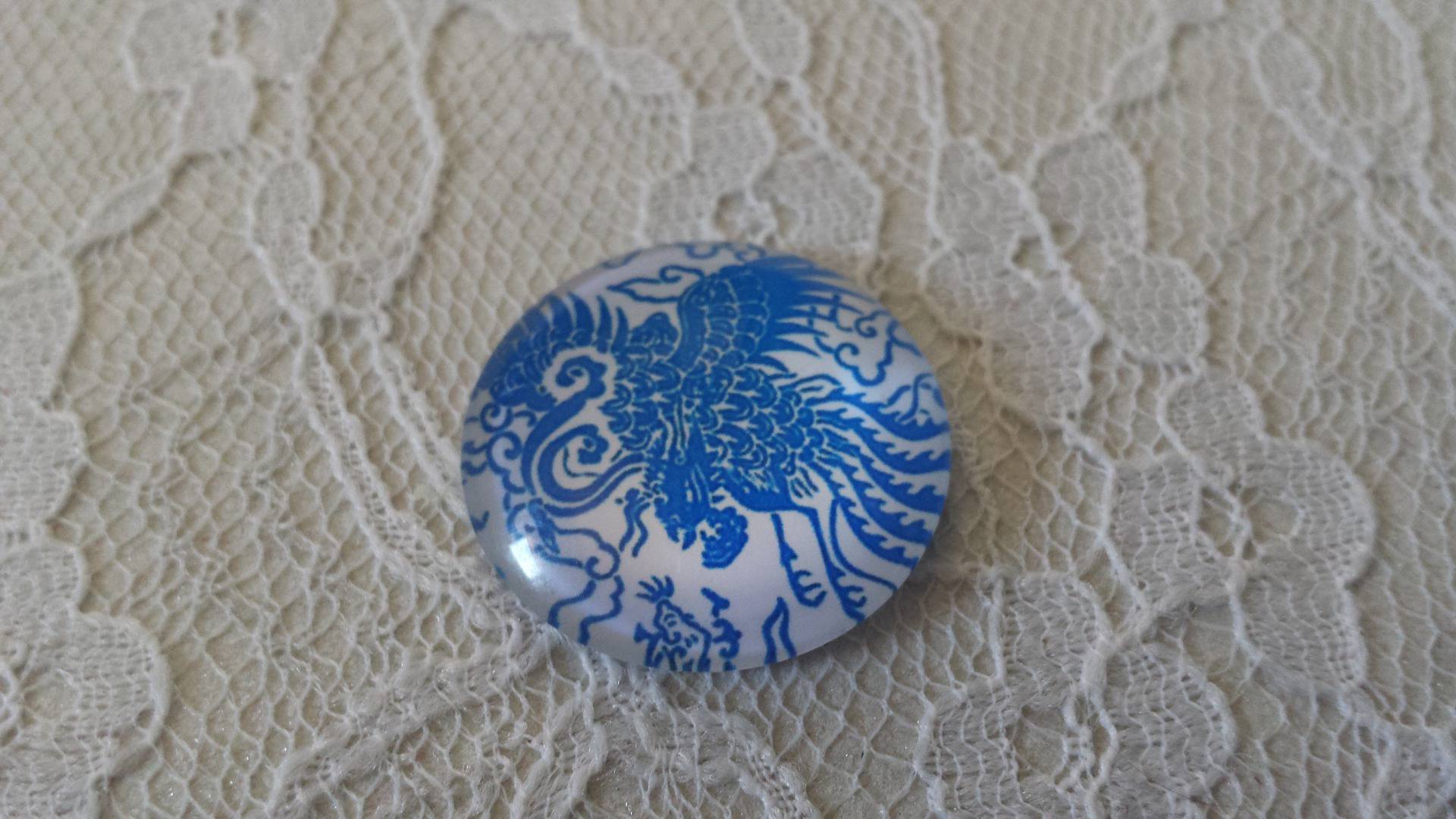 glazen cabochon rond 25mm bloem 033 