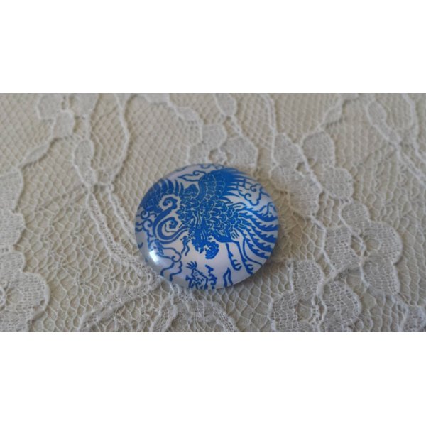 glazen cabochon rond 25mm bloem 033 