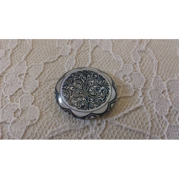 glazen cabochon rond 25mm bloem 032 