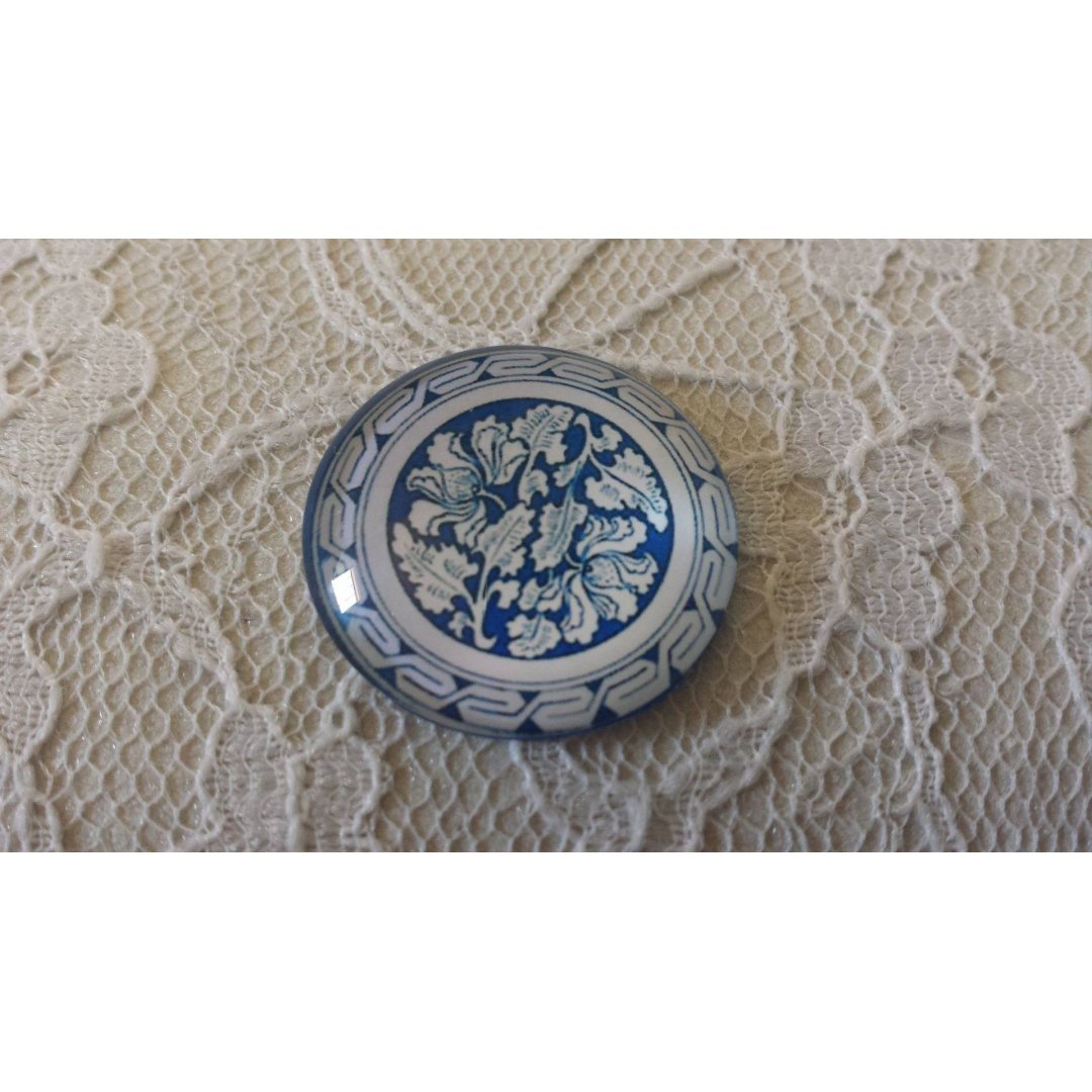 glazen cabochon rond 25mm bloem 031 