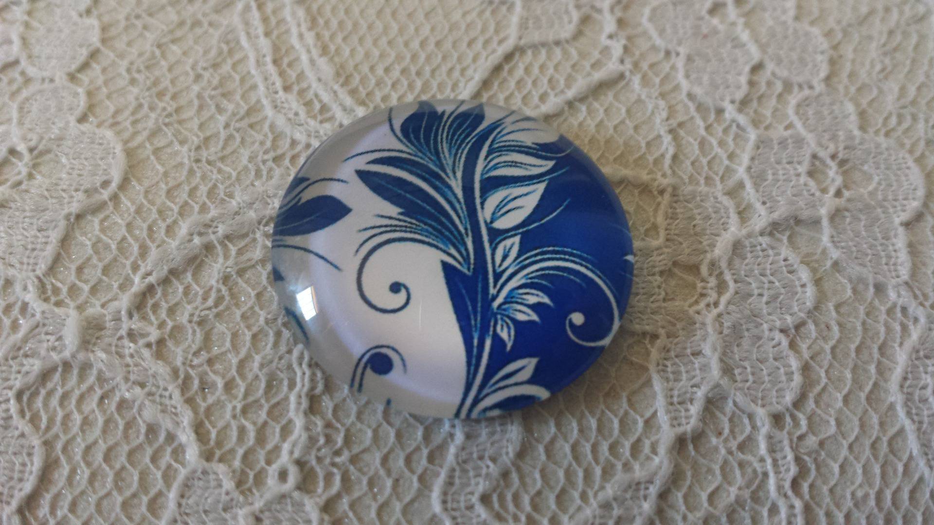 glazen cabochon rond 25mm bloem 029 