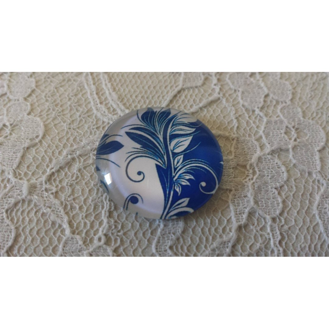 glazen cabochon rond 25mm bloem 029 