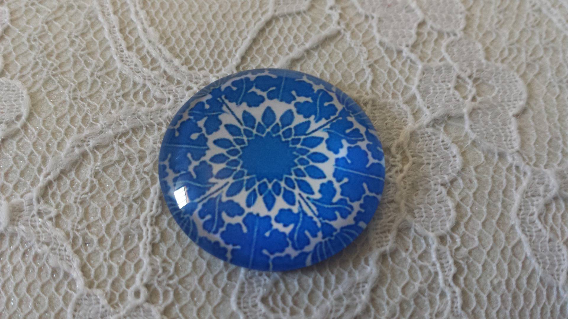 glazen cabochon rond 25mm bloem 027 