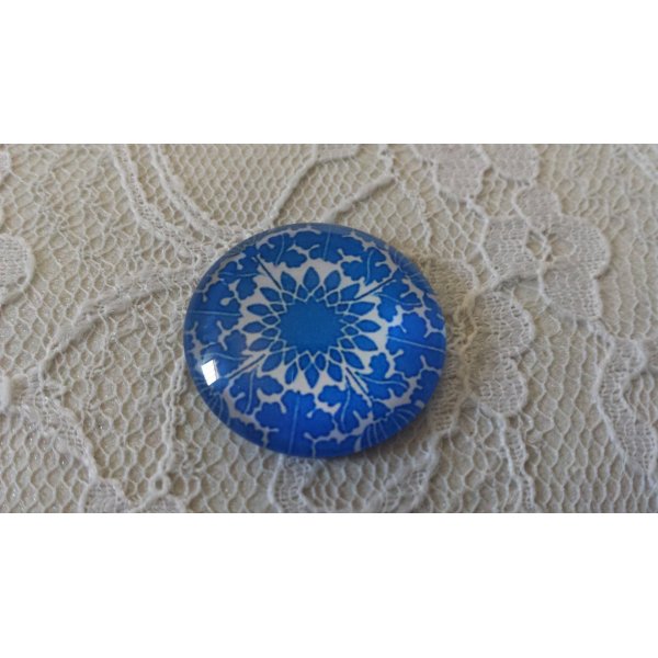 glazen cabochon rond 25mm bloem 027 