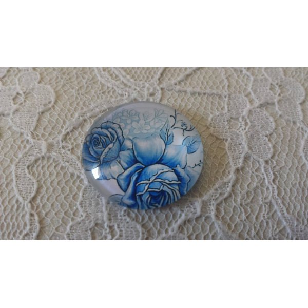 glazen cabochon rond 25mm bloem 023 