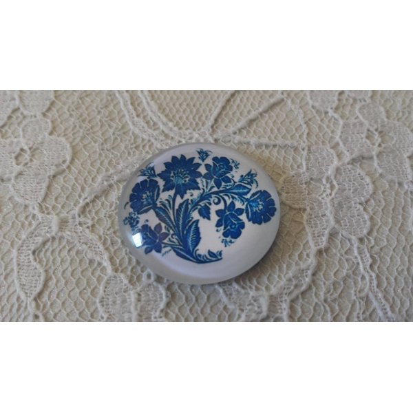 glazen cabochon rond 25mm bloem 022 
