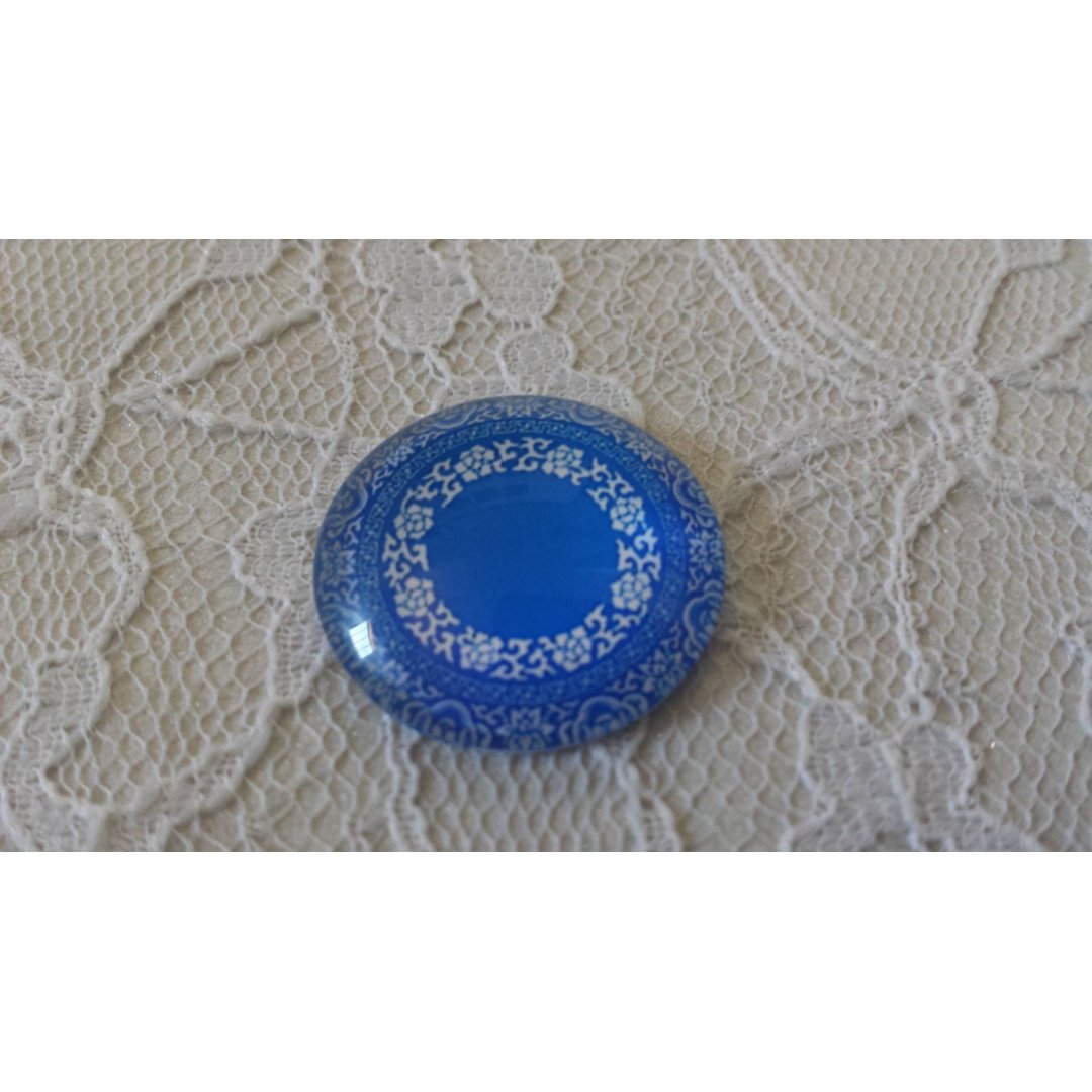 glazen cabochon rond 25mm bloem 017 