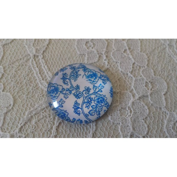 glazen cabochon rond 25mm bloem 014 