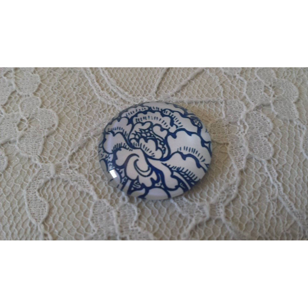 glazen cabochon rond 25mm bloem 013 
