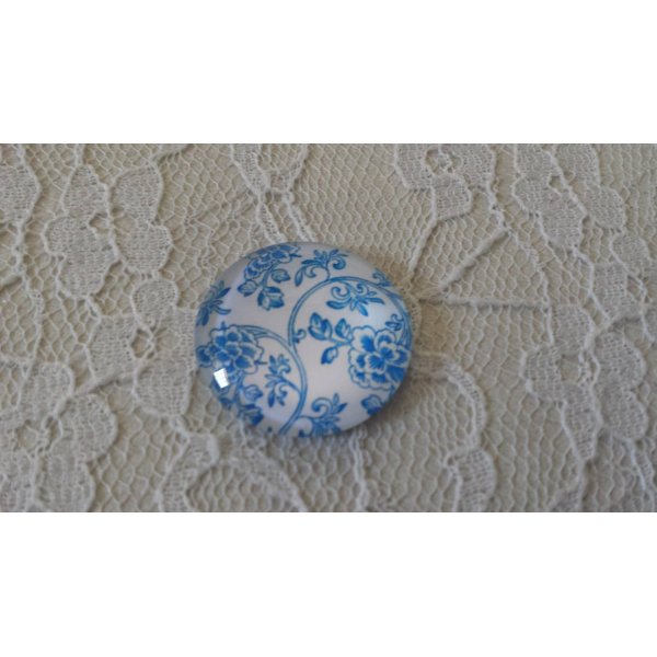 glazen cabochon rond 25mm bloem 012 