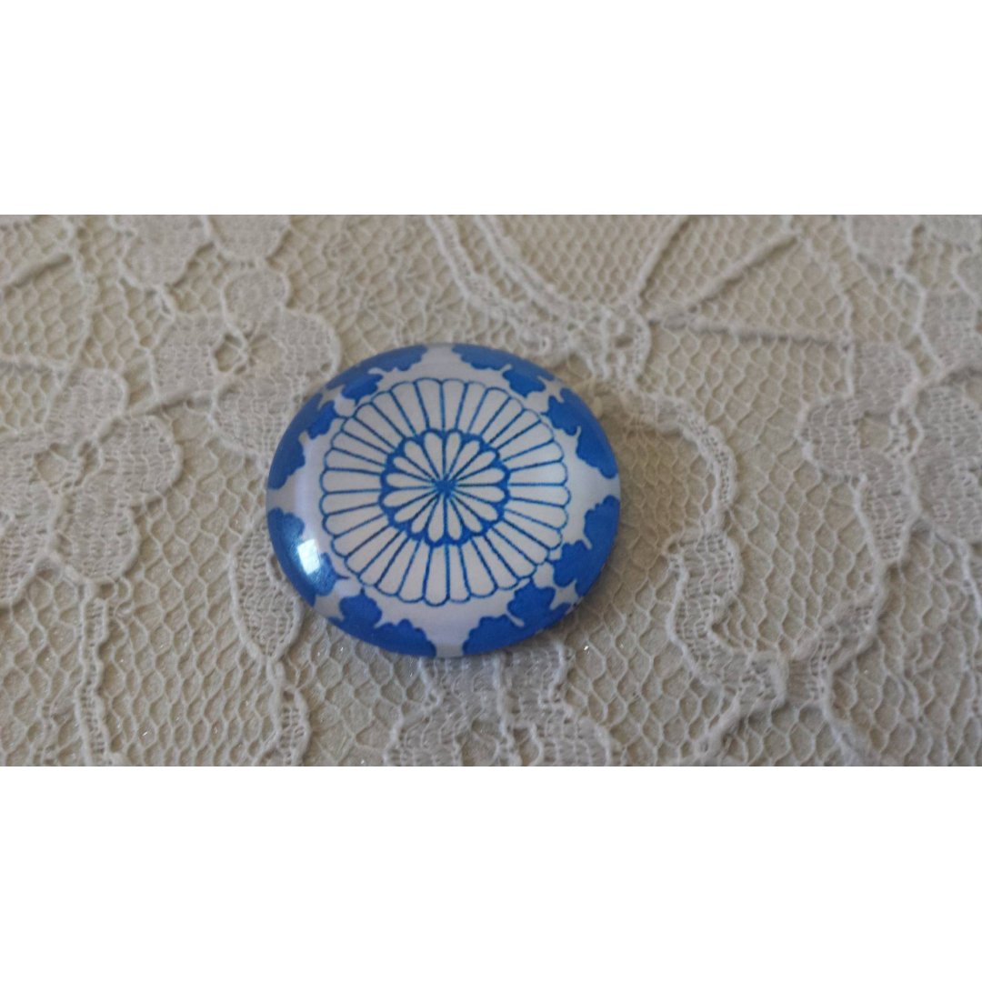 glazen cabochon rond 25mm bloem 011 